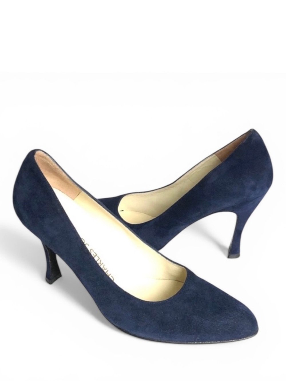 Charles Jourdan Navy Blue Pumps Suede Leather Heels Women’s